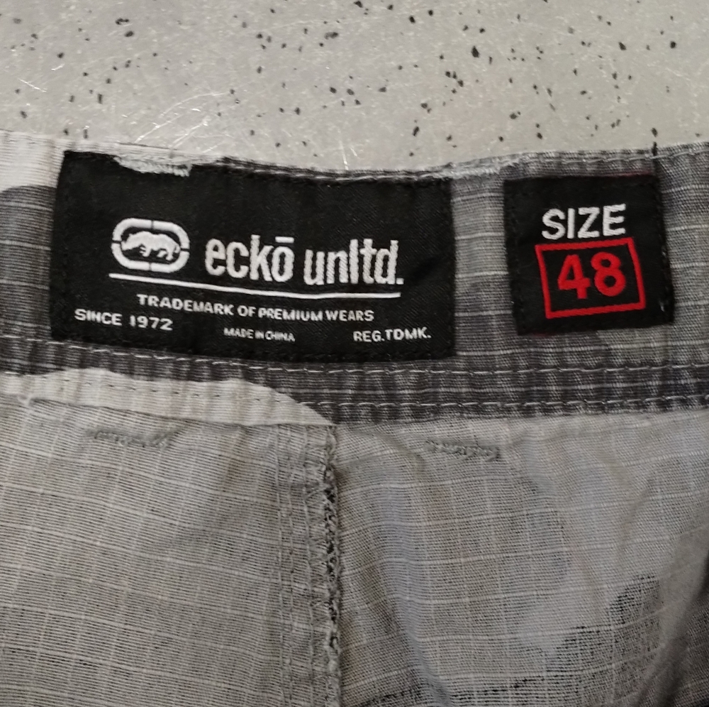 โขEcko Unltd Shorts Mens 48 Gray Snow Camo Camouflage Ripstop Cargo Casual Y2K - Picture 4 of 10